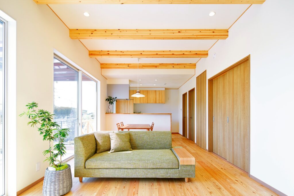 木の家のリビング